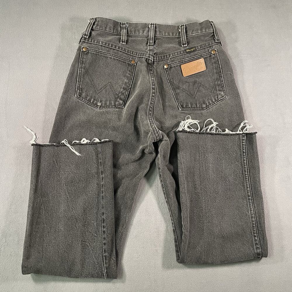 VTG Wrangler Womens Cowboy Cut Jeans 13x28 Black USA Made 13MBKG Rodeo Western - Picture 7 of 10